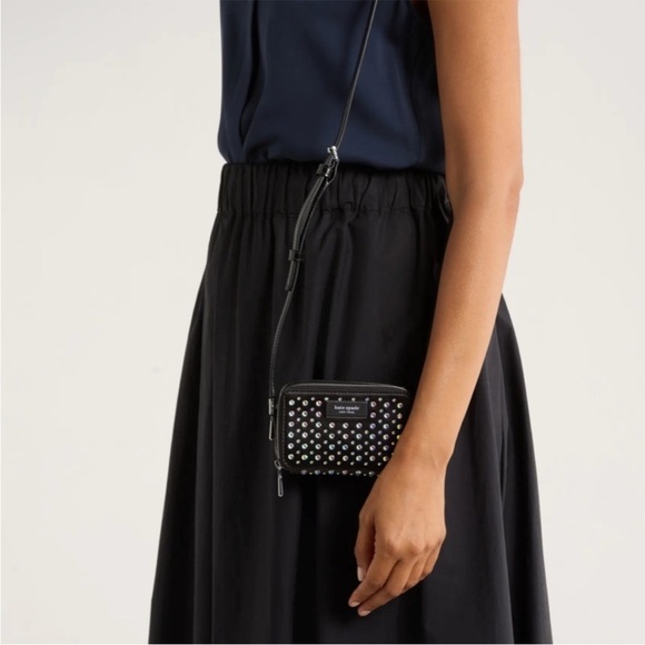 kate spade Handbags - Kate Spade Black and Silver Studded Crossbody micro bag